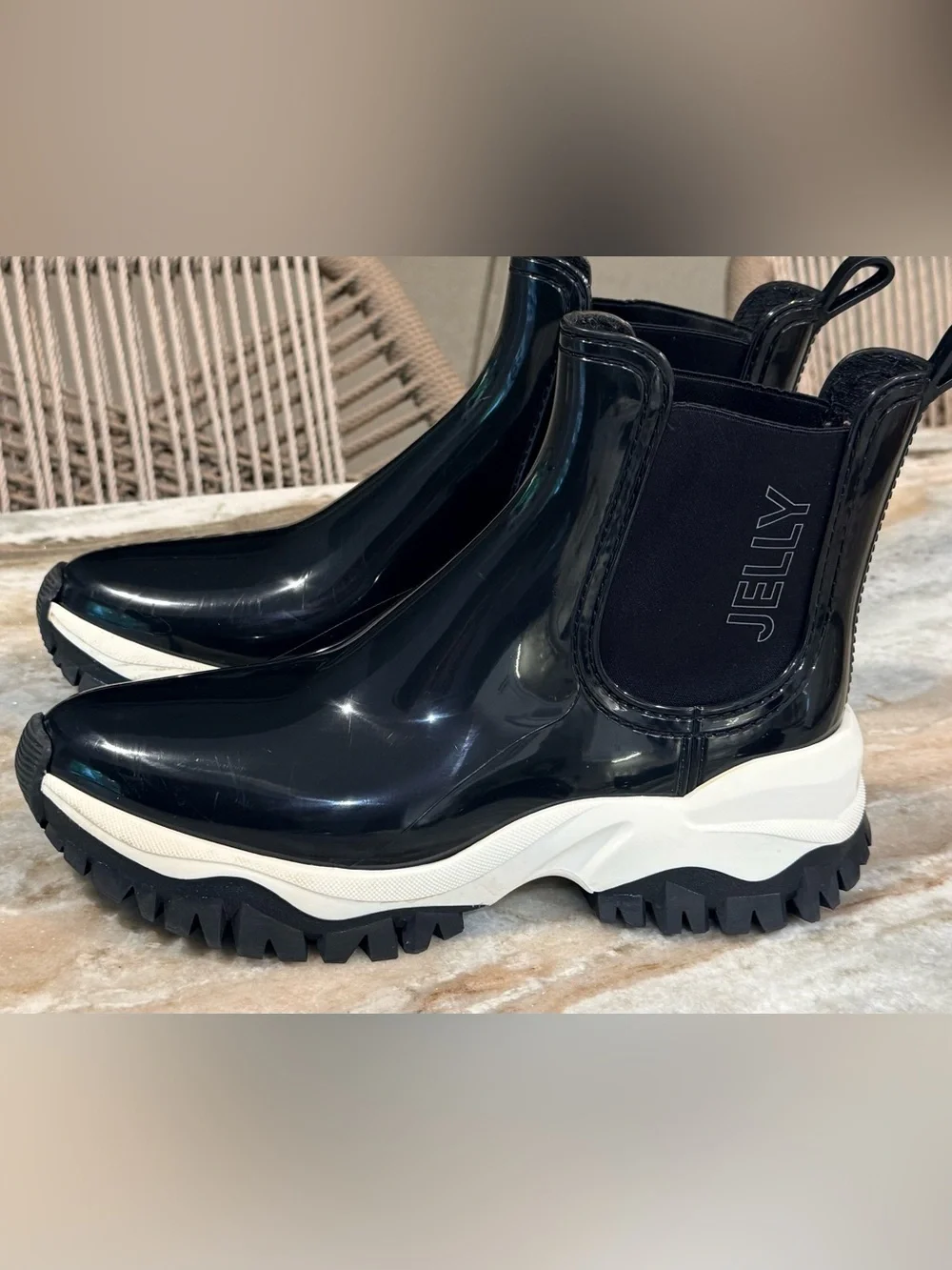 Women’s LEMON JELLY Jayden black vegan ankle rain boots- Size 41